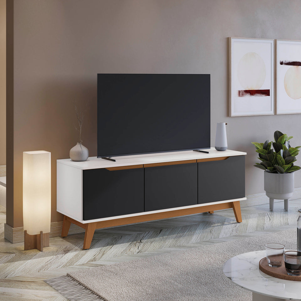 Rack Mueble TV 55" Kappesberg 136cm 3 Puertas Blanco/Negro