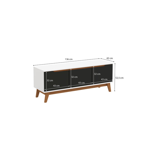 Rack Mueble TV 55" Kappesberg 136cm 3 Puertas Blanco/Negro