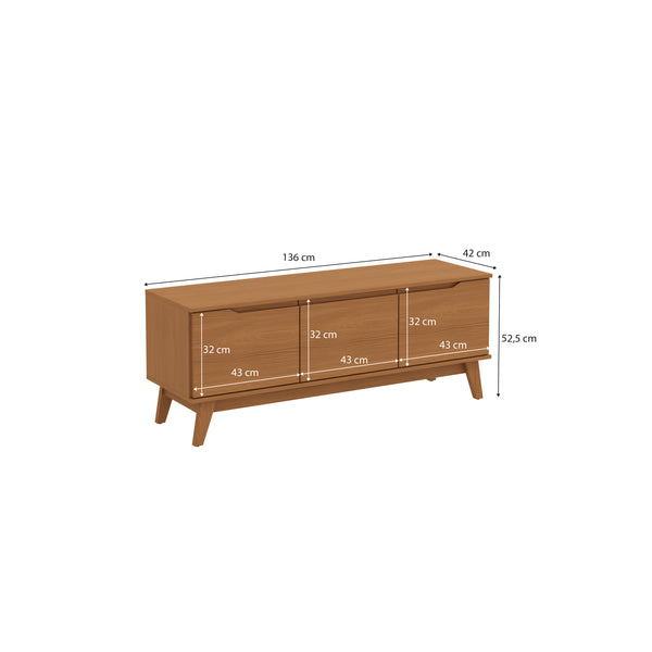 Rack Mueble TV 55" Kappesberg 136cm 3 Puertas Canela