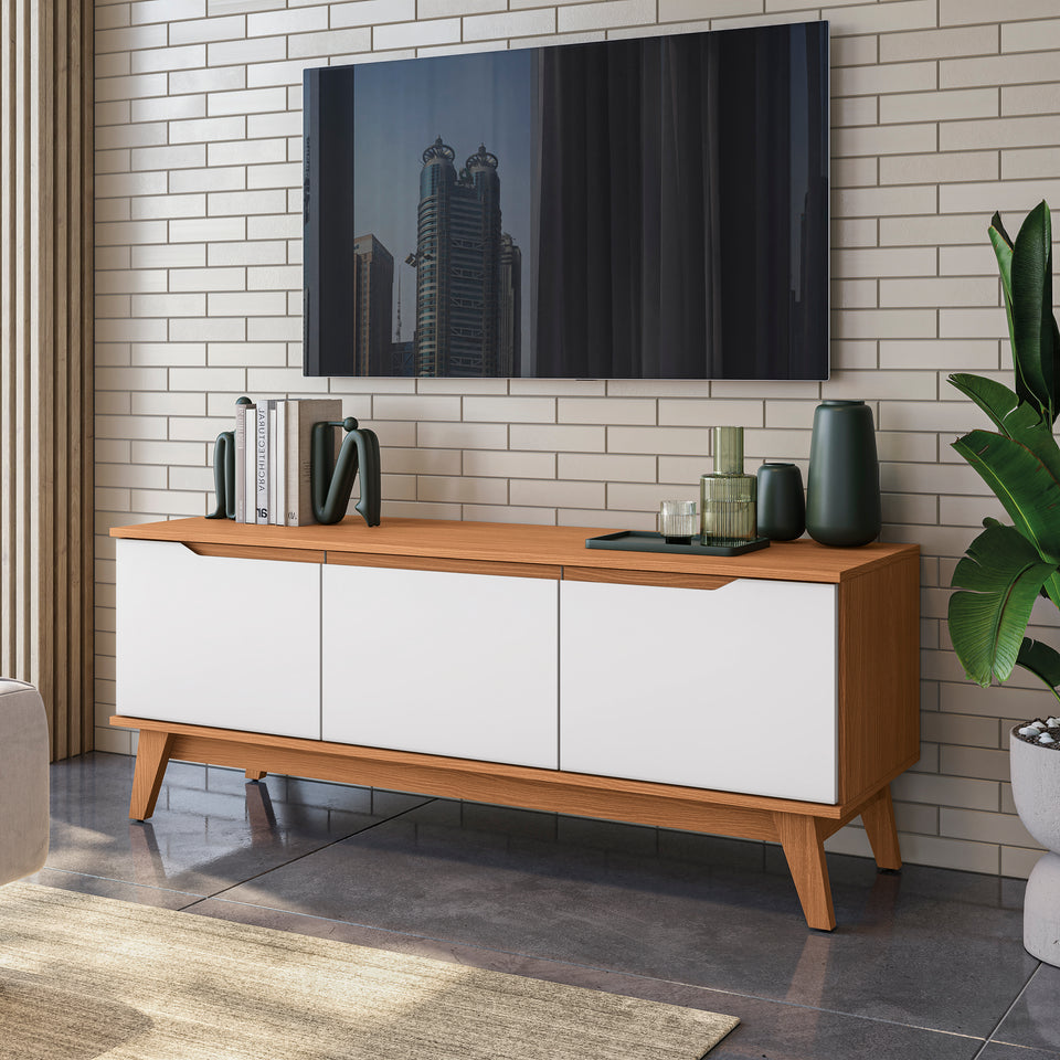 Rack Mueble TV 55" Kappesberg 136cm 3 Puertas Canela/Blanco