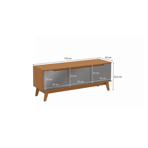 Rack Mueble TV 55" Kappesberg 136cm 3 Puertas Canela/Gris