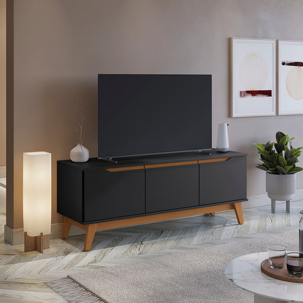 Rack Mueble TV 55" Kappesberg 136cm 3 Puertas Negro
