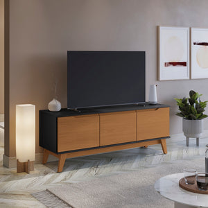 Rack Mueble TV 55" Kappesberg 136cm 3 Puertas Negro/Canela