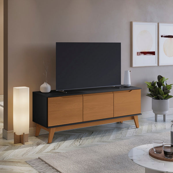 Rack Mueble TV 55" Kappesberg 136cm 3 Puertas Negro/Canela
