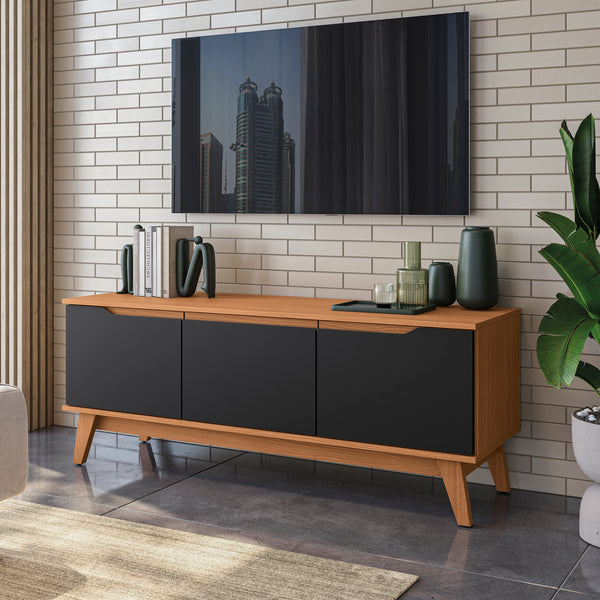 Rack Mueble TV 55" Kappesberg 136cm 3 Puertas Canela/Negro