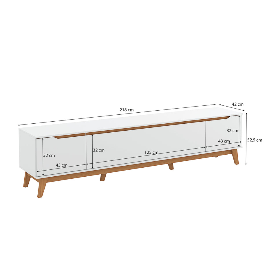 Mueble TV 85" Kappesberg 218cm con 3 Puertas Blanco