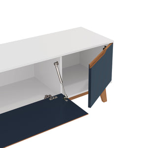 Mueble TV 85" Kappesberg 218cm con 3 Puertas Blanco/Azul
