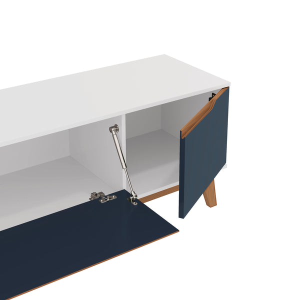 Mueble TV 85" Kappesberg 218cm con 3 Puertas Blanco/Azul