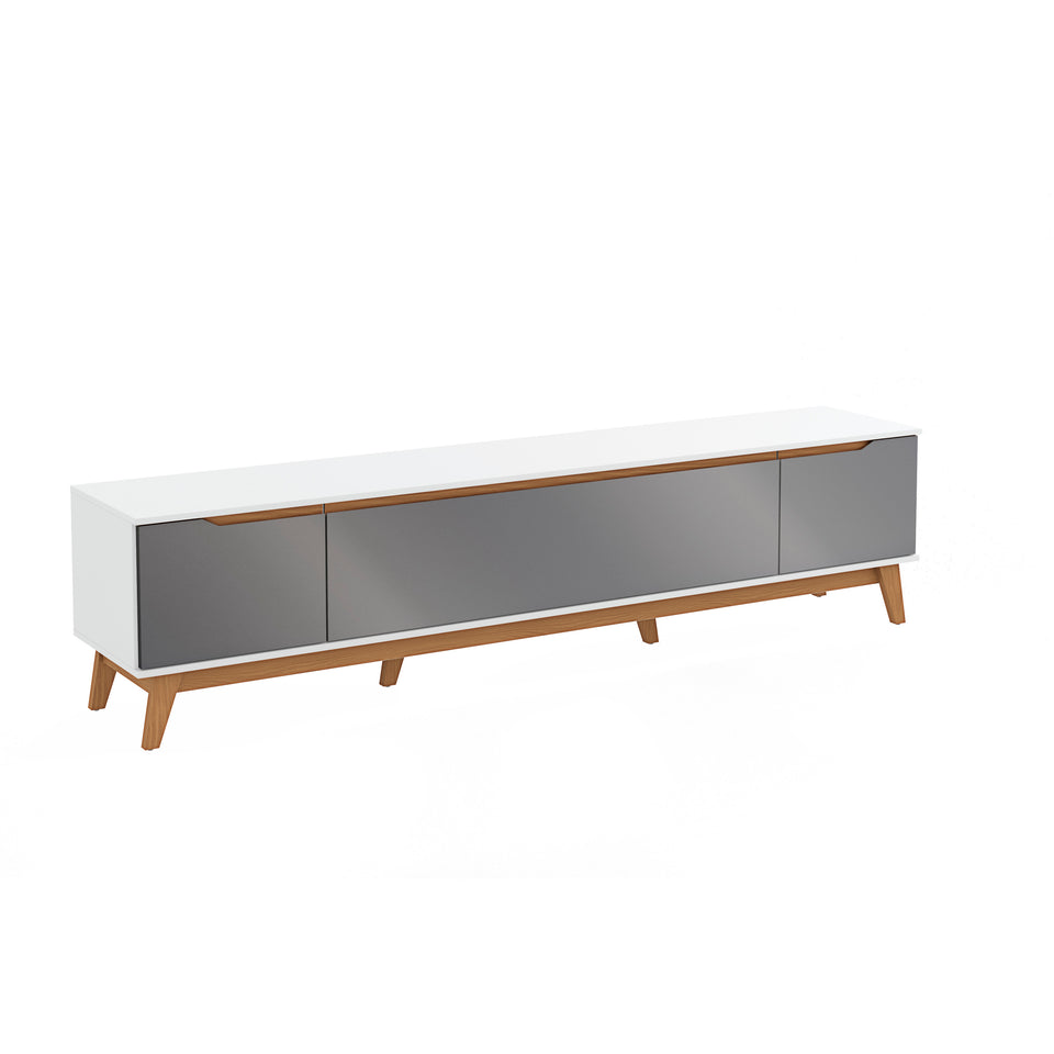 Mueble TV 85" Kappesberg 218cm con 3 Puertas Blanco/Gris