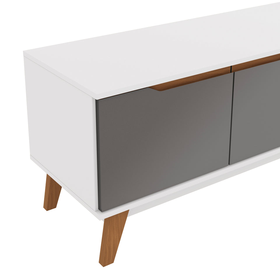 Mueble TV 85" Kappesberg 218cm con 3 Puertas Blanco/Gris
