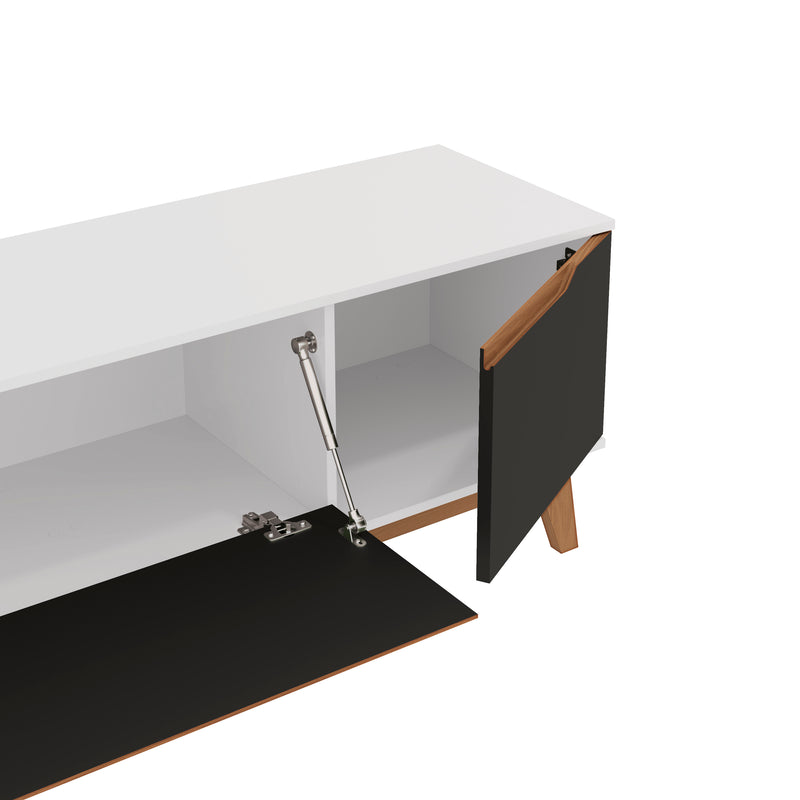 Mueble TV 85" Kappesberg 218cm con 3 Puertas Blanco/Negro