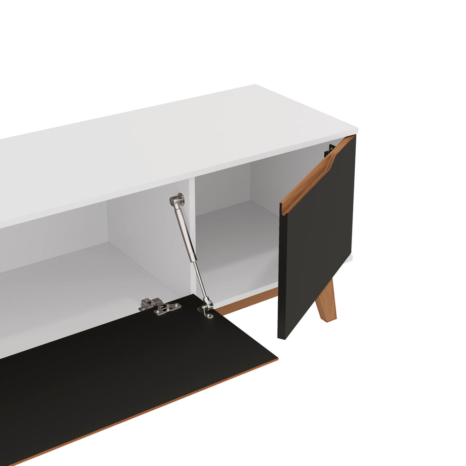 Mueble TV 85" Kappesberg 218cm con 3 Puertas Blanco/Negro