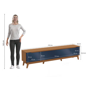 Mueble TV 85" Kappesberg 218cm con 3 Puertas Canela/Azul