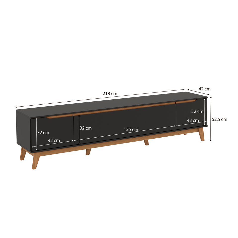 Mueble TV 85" Kappesberg 218cm con 3 Puertas Negro