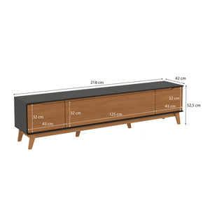 Mueble TV 85" Kappesberg 218cm con 3 Puertas Negro/Canela