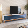Mueble TV 85" Kappesberg 218cm con 3 Puertas Blanco/Azul