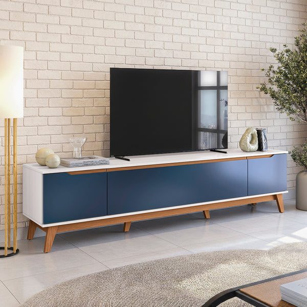 Mueble TV 85" Kappesberg 218cm con 3 Puertas Blanco/Azul