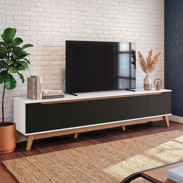Mueble TV 85" Kappesberg 218cm con 3 Puertas Blanco/Negro