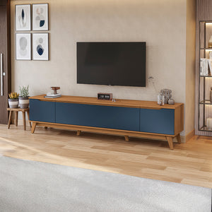 Mueble TV 85" Kappesberg 218cm con 3 Puertas Canela/Azul