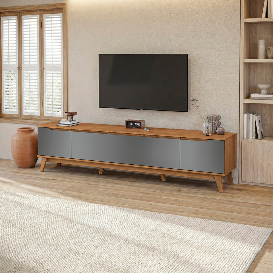 Mueble TV 85" Kappesberg 218cm con 3 Puertas Canela/Gris