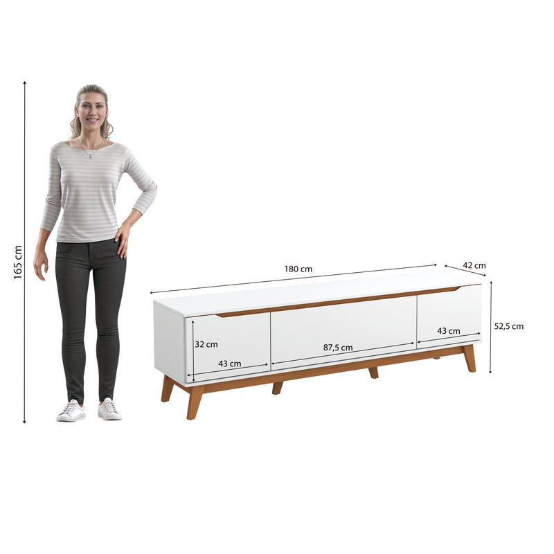 Mueble TV 75" Kappesberg 180cm con 3 Puertas Blanco