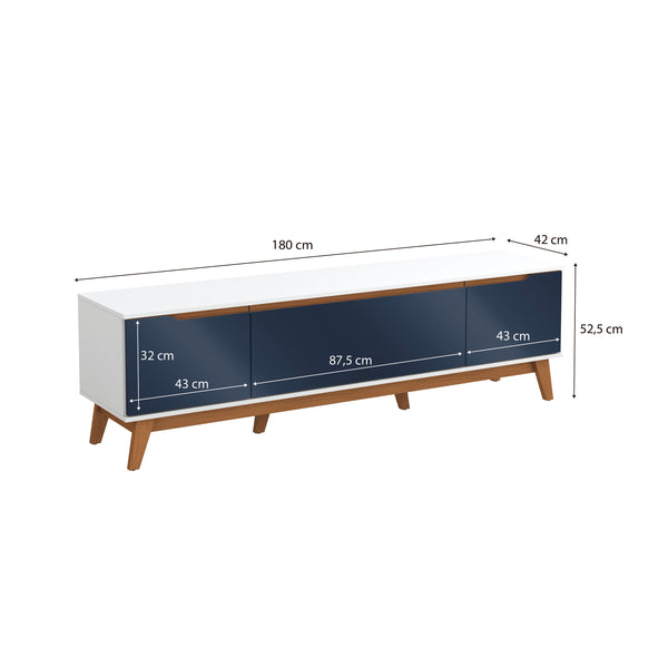 Mueble TV 75" Kappesberg 180cm con 3 Puertas Blanco/Azul