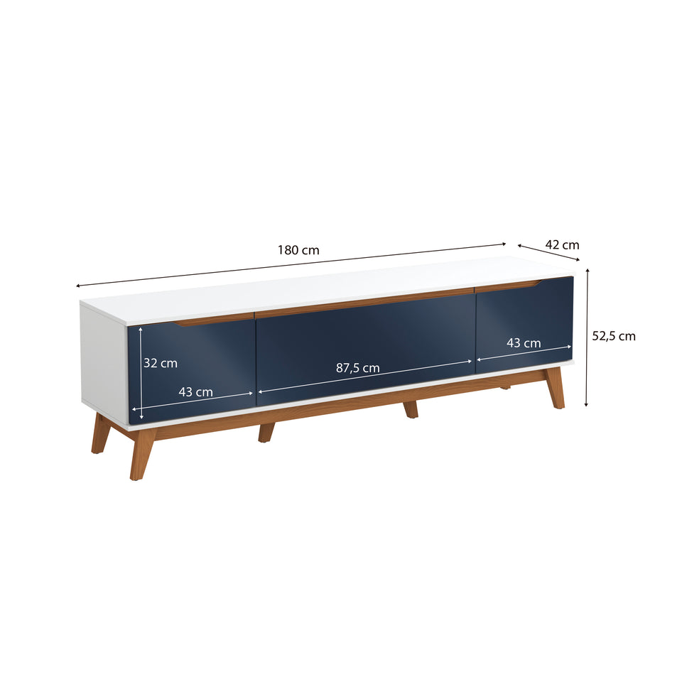 Mueble TV 75" Kappesberg 180cm con 3 Puertas Blanco/Azul