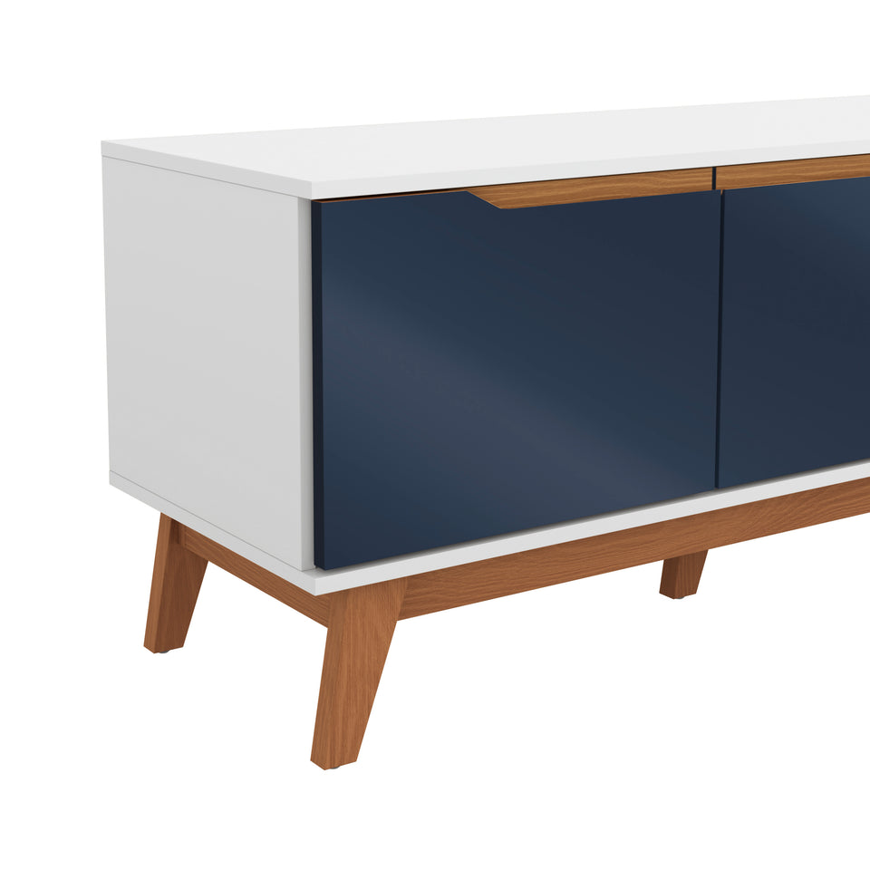 Mueble TV 75" Kappesberg 180cm con 3 Puertas Blanco/Azul