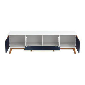 Mueble TV 75" Kappesberg 180cm con 3 Puertas Blanco/Azul