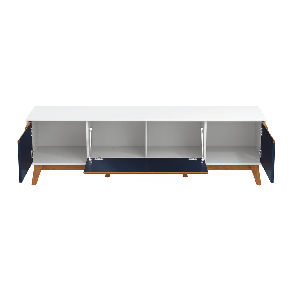 Mueble TV 75" Kappesberg 180cm con 3 Puertas Blanco/Azul