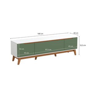 Mueble TV 75" Kappesberg 180cm con 3 Puertas Blanco/Verde