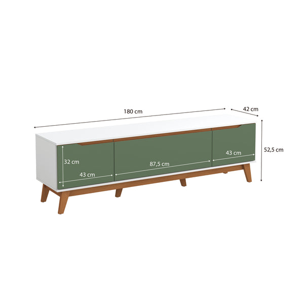 Mueble TV 75" Kappesberg 180cm con 3 Puertas Blanco/Verde