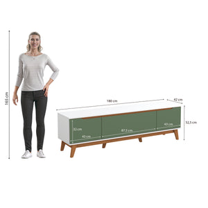 Mueble TV 75" Kappesberg 180cm con 3 Puertas Blanco/Verde