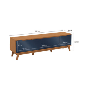 Mueble TV 75" Kappesberg 180cm con 3 Puertas Canela/Azul