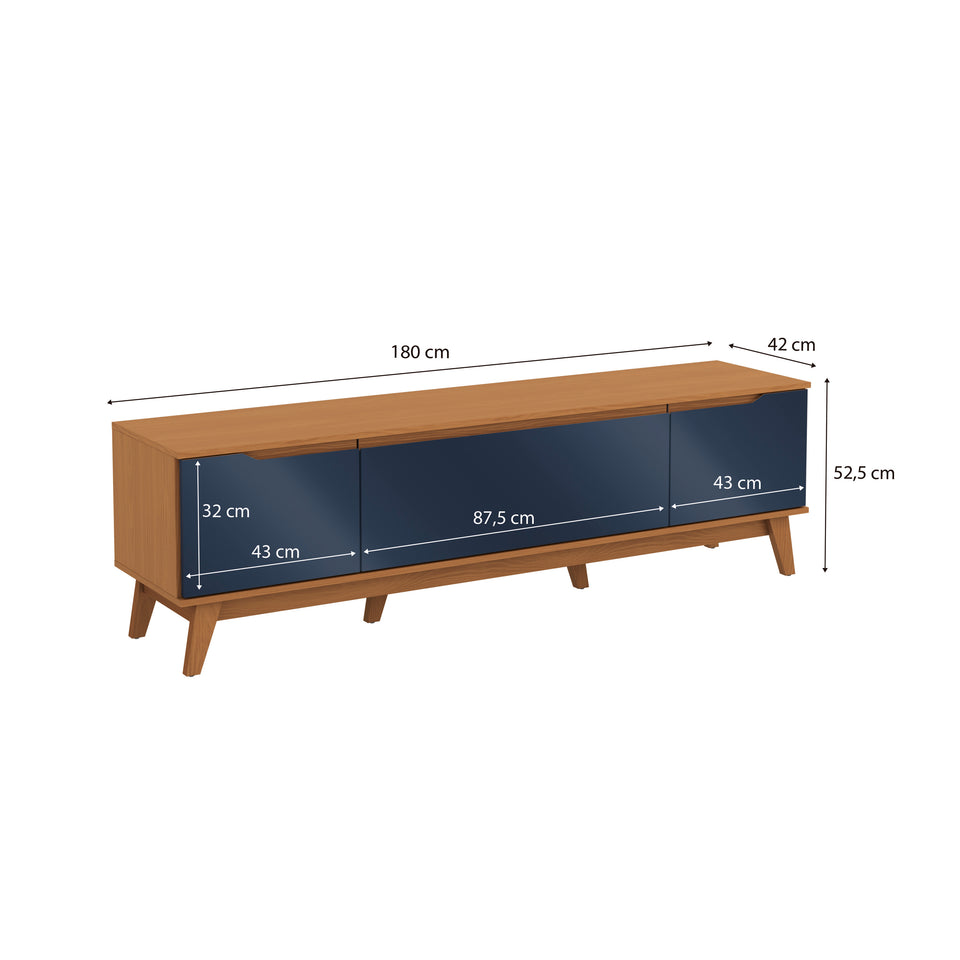 Mueble TV 75" Kappesberg 180cm con 3 Puertas Canela/Azul