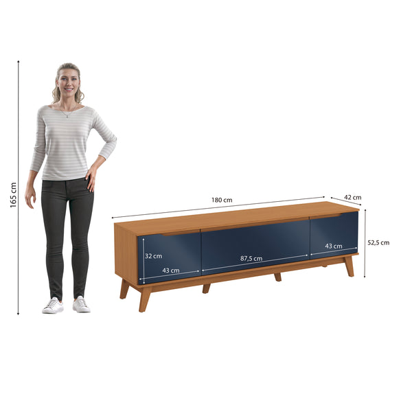 Mueble TV 75" Kappesberg 180cm con 3 Puertas Canela/Azul