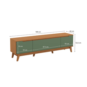 Mueble TV 75" Kappesberg 180cm con 3 Puertas Canela/Verde