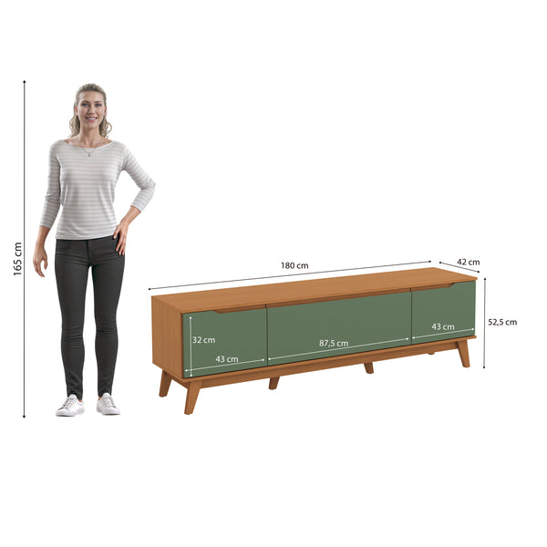 Mueble TV 75" Kappesberg 180cm con 3 Puertas Canela/Verde