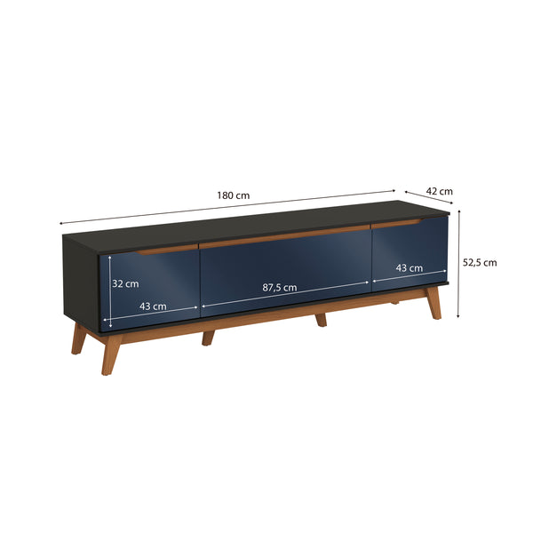 Mueble TV 75" Kappesberg 180cm con 3 Puertas Negro/Azul