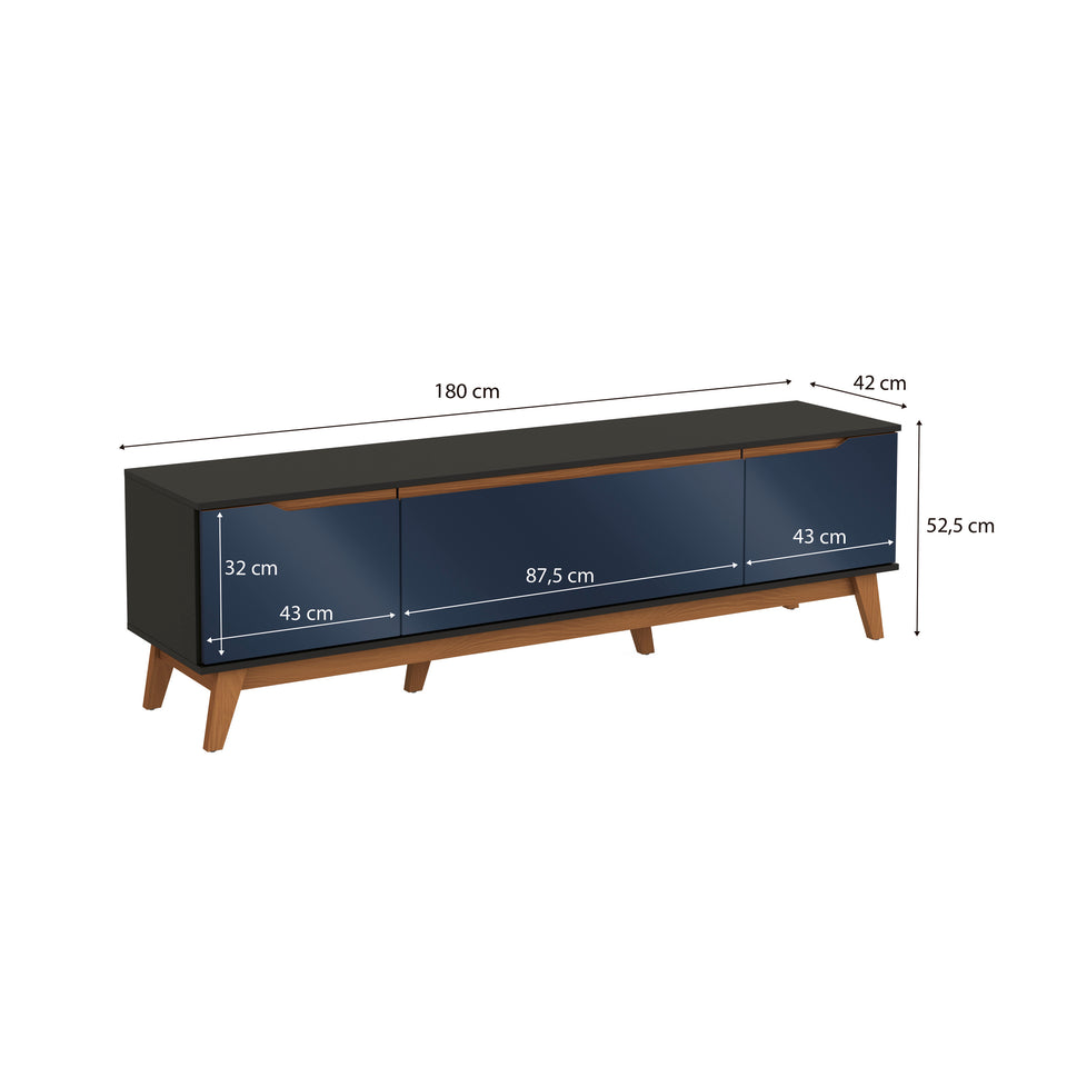 Mueble TV 75" Kappesberg 180cm con 3 Puertas Negro/Azul