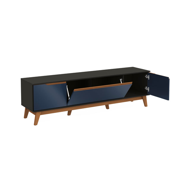 Mueble TV 75" Kappesberg 180cm con 3 Puertas Negro/Azul