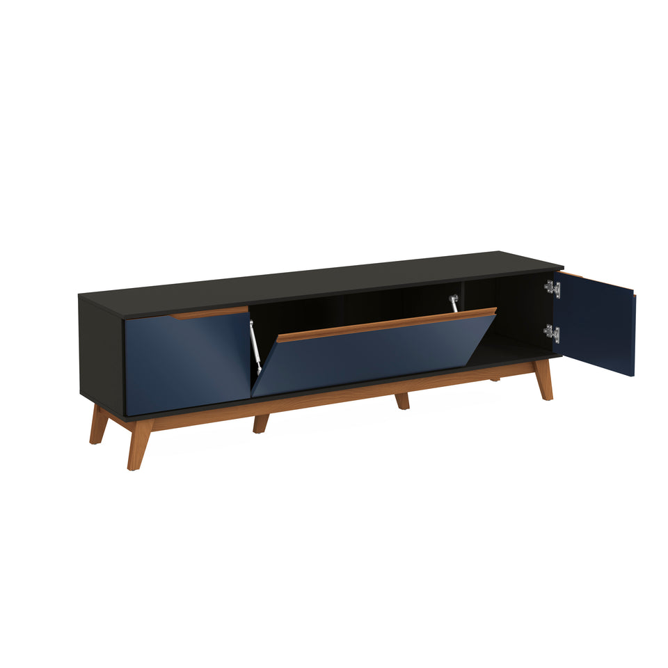 Mueble TV 75" Kappesberg 180cm con 3 Puertas Negro/Azul