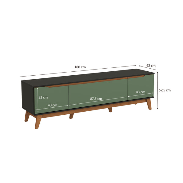 Mueble TV 75" Kappesberg 180cm con 3 Puertas Negro/Verde