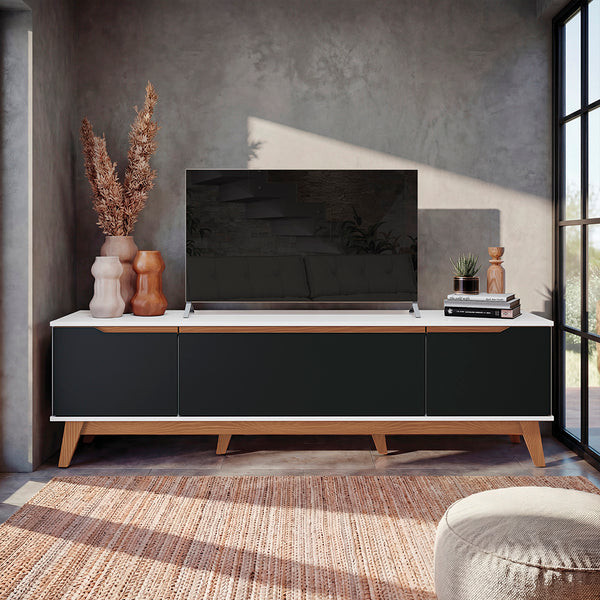 Mueble TV 75" Kappesberg 180cm con 3 Puertas Blanco/Negro