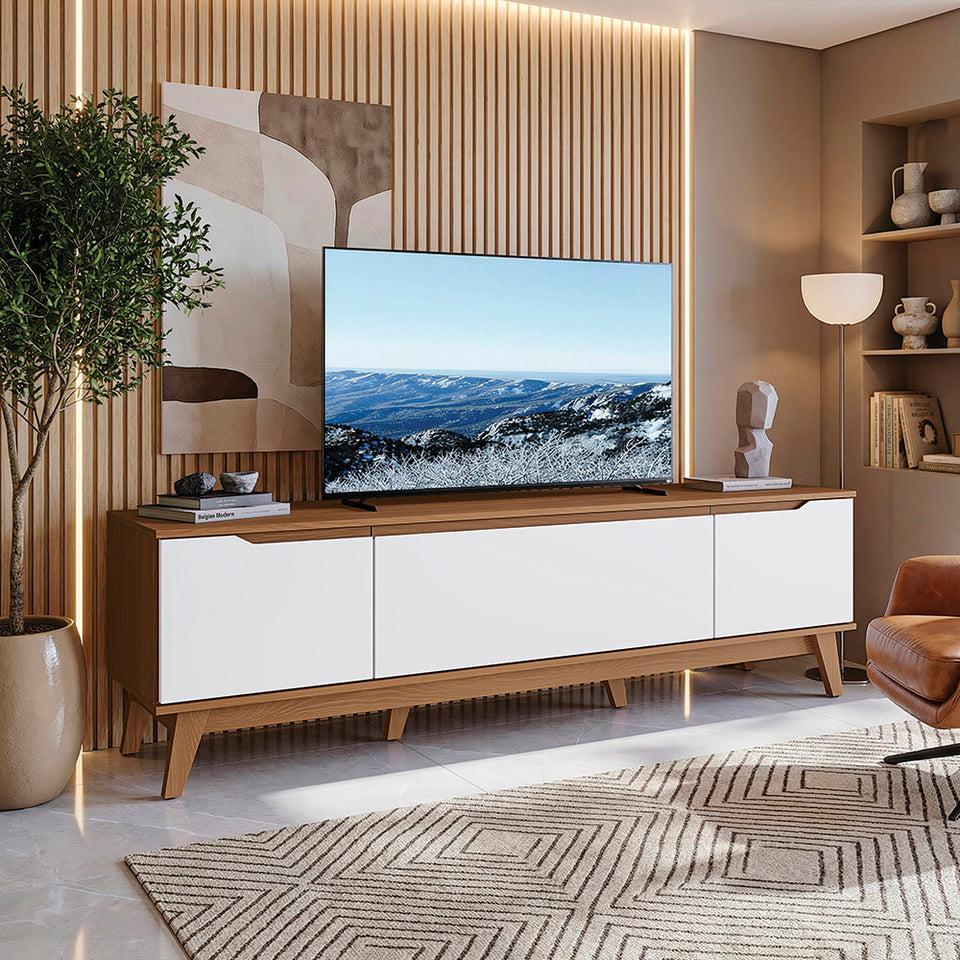 Mueble TV 75" Kappesberg 180cm con 3 Puertas Canela/Blanco