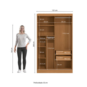 Placard Ropero Kappesberg 2 Puertas 121x200 Canela
