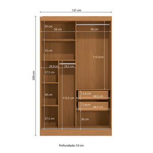 Placard Ropero Kappesberg 2 Puertas 121x200 Canela/Blanco