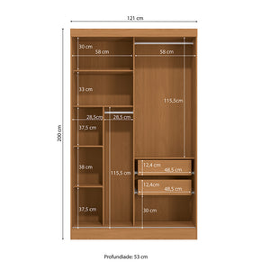 Placard Ropero Kappesberg 2 Puertas 121x200 Canela/Negro