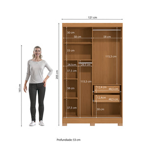 Placard Ropero Kappesberg 2 Puertas 121x200 Canela/Negro