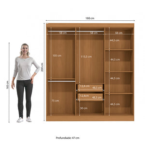 Placard Ropero Kappesberg 6 Puertas 180x200 Canela